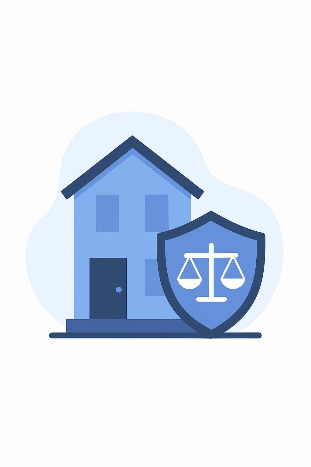 Casa protegida por un escudo con balanza legal, símbolo de defensa jurídica en asuntos hipotecarios.